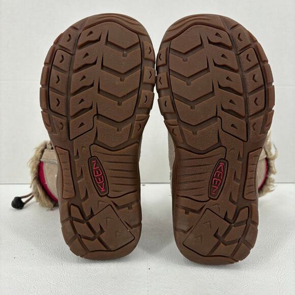 Keen Wapato Waterproof Suede Leather Boots Faux Fur Beige Pink Girl's Size 3 - Picture 9 of 9